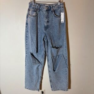 NWT BDG Urban Outfitters High-Rise Baggy Patchwork/Damaged Knee Jeans Size 32